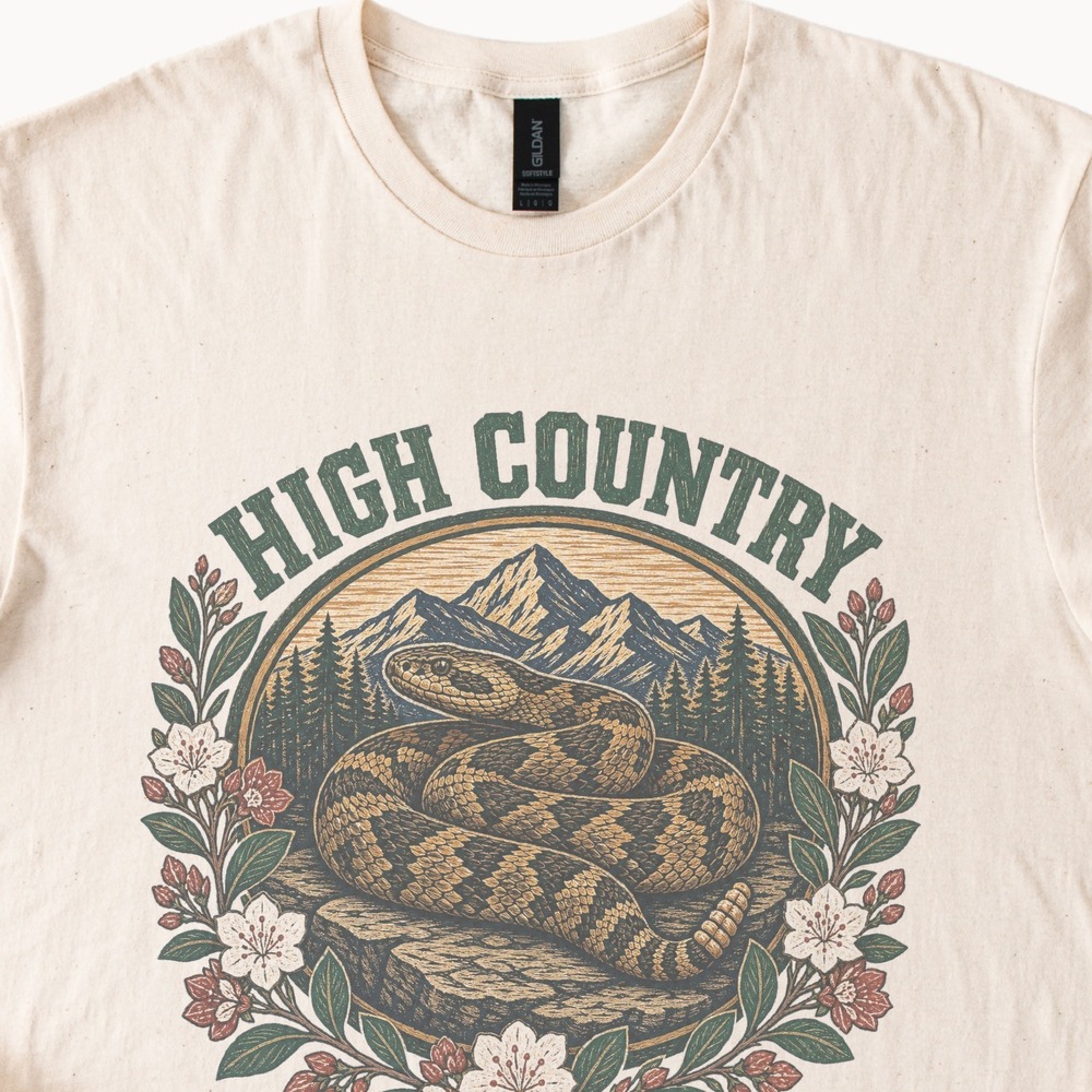 High Country Snake Graphic Tee Vintage Nature Illustration